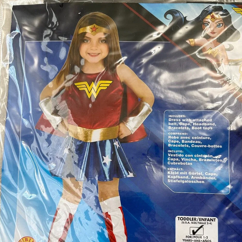 DC Wonder Woman Halloween Costume for Toddler Girls Size 2-4 Years Old Pre-owned